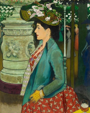 Louis Anquetin, Elegante de Profil au bal Mabille, 1888, Painting on canvas