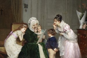 Louis Emile Adan, His First School Report, Painting on canvas