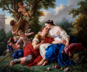 Louis Jean Francois Lagrenee, Rinaldo and Armida, Painting on canvas