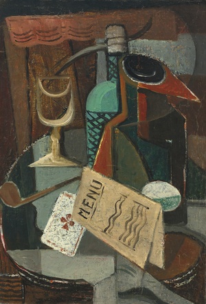 Louis Marcoussis, Still Life with Menu and Siphon, 1920, Painting on canvas