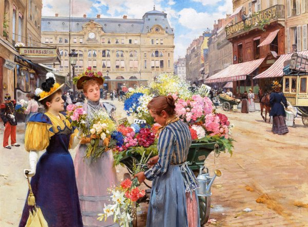 Paris - La rue du Havre, 1893. The painting by Louis Marie de Schryver
