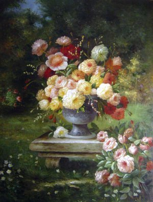 A Bouquet Of Peonies In A Wild Garden - Louis Marie Lemaire - Hot Deals on Oil Paintings