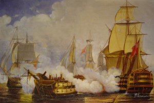 Louis Philippe Crepin, Battle Of Trafalgar, Painting on canvas