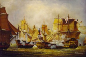 Louis Philippe Crepin, Scene Of The Battle Of Trafalgar, Painting on canvas