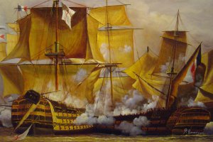 Louis Philippe Crepin, Victory And Redoutable At Trafalgar, Art Reproduction