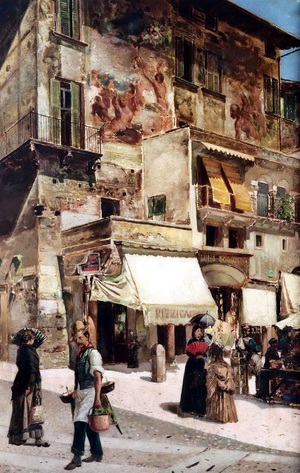 Famous paintings of Street Scenes: At Veduta Cittadina, 1884