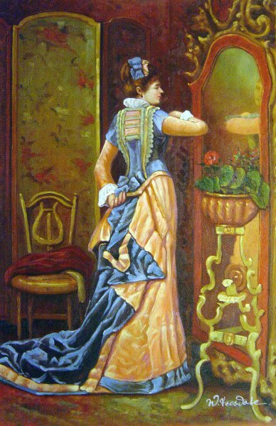 Woman Before A Mirror. The painting by Luis Alvarez Catala
