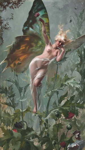 Femme Papillon, Luis Ricardo Falero, Art Paintings