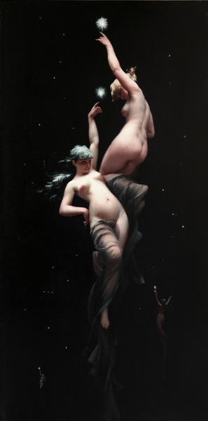 Luis Ricardo Falero, Moonlit Beauties, Painting on canvas