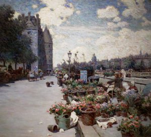 Luther Emerson Van Gorder, Quai Aux Fleurs, Paris, Painting on canvas