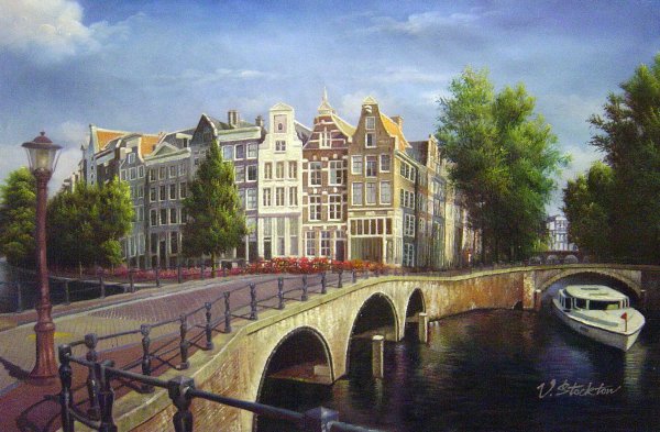Magnificent Bridge In Amsterdam. The painting by Our Originals