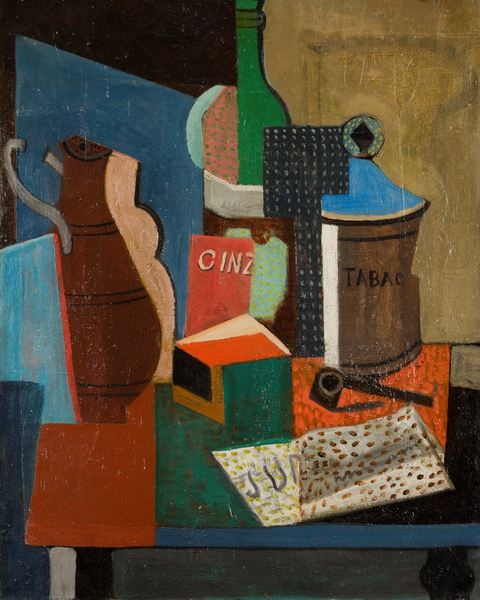 Still Life with Tobacco Pot, 1916. The painting by Manuel Ortiz de Zarate