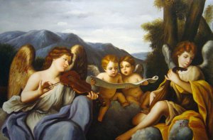 Angels Playing Music, Marcantonio Franceschini, Art Paintings