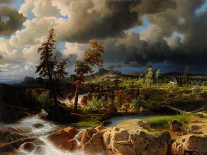 Marcus Larson, Fjord Landscape in Norway, Art Reproduction