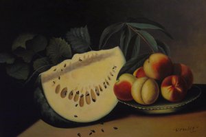 Margaretta Angelica Peale, Still Life With Watermelon And Peaches, Painting on canvas