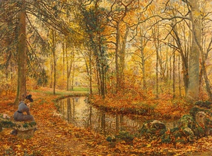 Marie-Francois Firmin-Girard, A Quiet Moment in Autumn, Painting on canvas