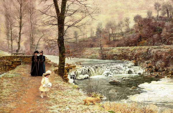 A Walk in Winter. The painting by Marie-Francois Firmin-Girard
