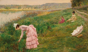 Marie-Francois Firmin-Girard, Picking Wildflowers, Art Reproduction