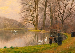 Marie-Francois Firmin-Girard, Promenade at the Lake, Painting on canvas