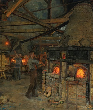 Reproduction oil paintings - Marie-Francois Firmin-Girard - The Glass Blowers in Incheville Pres Eu