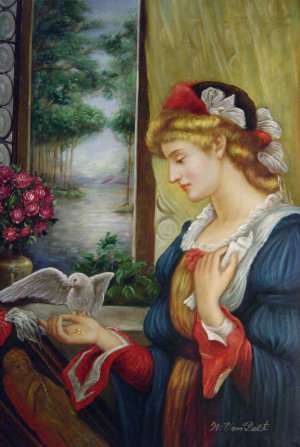 Marie Spartali Stillman, Love's Messenger, Painting on canvas