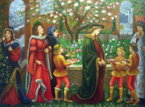 Marie Spartali Stillman, The Enchanted Garden Of Messer Ansaldo, Painting on canvas