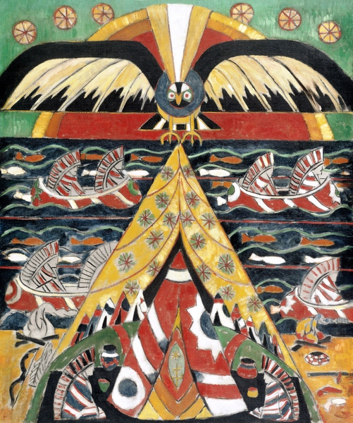 Indian Fantasy. The painting by Marsden Hartley