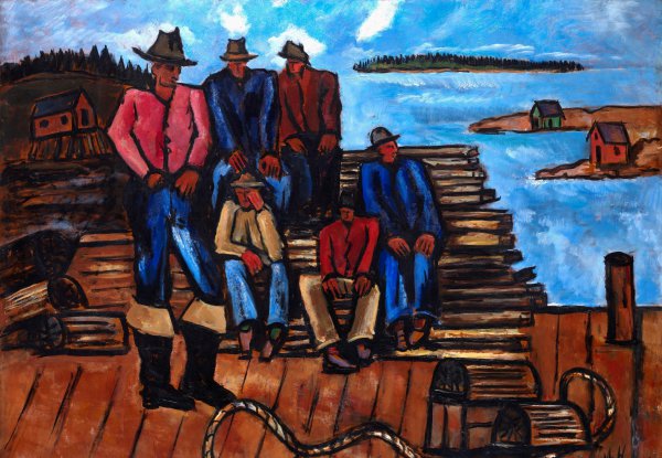 Lobster Fishermen. The painting by Marsden Hartley