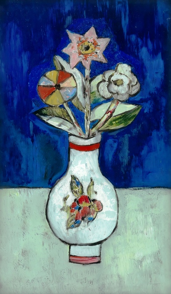 Three Flowers in a Vase. The painting by Marsden Hartley