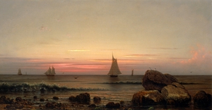 Famous paintings of Waterfront: A Sailing off the Coast