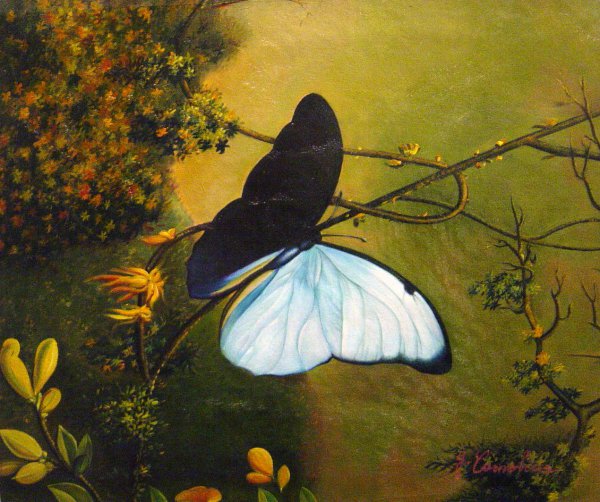 Blue Morpho Butterfly. The painting by Martin Johnson Heade