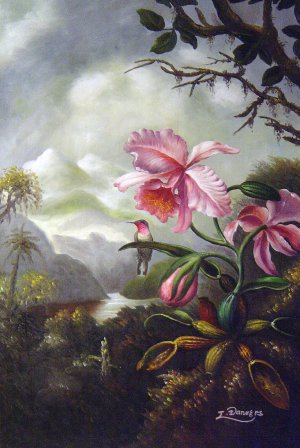 Martin Johnson Heade, Hummingbird Perched On An Orchid Plant, Art Reproduction