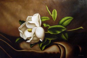 Martin Johnson Heade, Magnolia On Beige Velvet, Painting on canvas