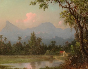 Martin Johnson Heade, South American Scene with a Cabin, Painting on canvas