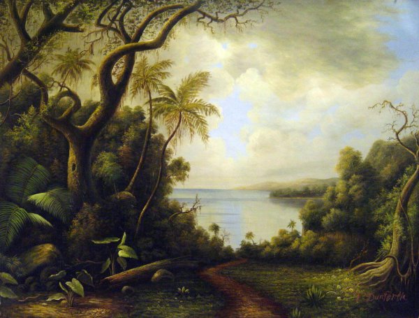 View From Fern Tree Walk, Jamaica. The painting by Martin Johnson Heade