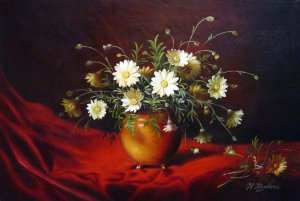 Martin Johnson Heade, Yellow Daisies In A Bowl, Painting on canvas