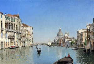 Famous paintings of Waterfront: A Gondola in the Grand Canal, Venice