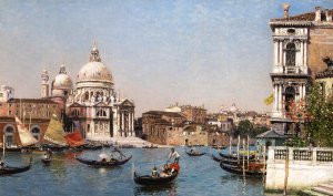 Famous paintings of Waterfront: Along Veduta Veneziana, Il Baciano San Marco e La Salute, Venice