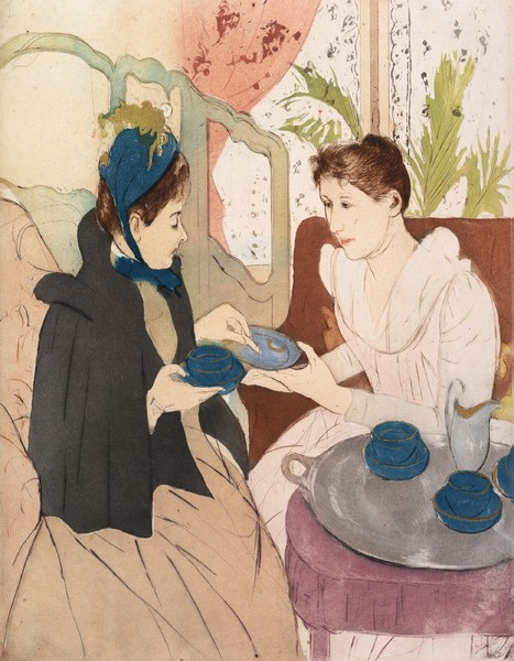 Afternoon Tea Party. The painting by Mary Cassatt