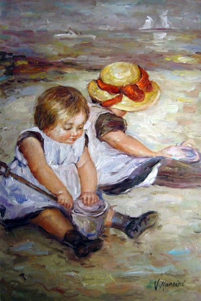 Children Playing On The Beach. The painting by Mary Cassatt