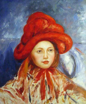 Mary Cassatt, Little Girl In A Large Red Hat, Painting on canvas
