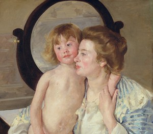 Mary Cassatt, Mother and Child (The Oval Mirror), Art Reproduction