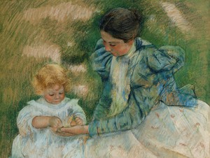 Mary Cassatt, Mother Playing with Child, Painting on canvas