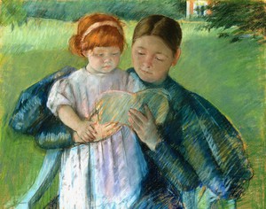 Mary Cassatt, Nurse Reading to a Little Girl, Painting on canvas