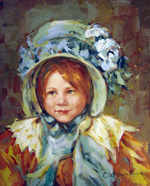 Sara In A Green Bonnet. The painting by Mary Cassatt