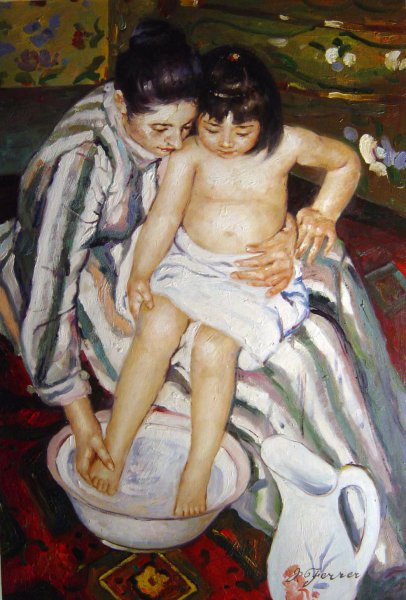 The Bath. The painting by Mary Cassatt