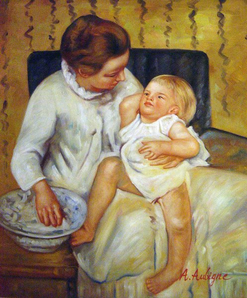 The Child's Bath. The painting by Mary Cassatt