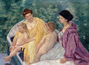 Two Mothers and Their Children in a Boat