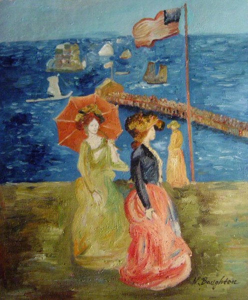 Figures Under The Flag. The painting by Maurice Prendergast
