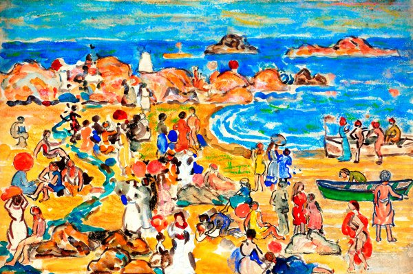 View Along New England Coast. The painting by Maurice Prendergast